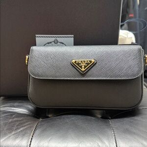Prada Black Crossbody Bag with Gold Accents